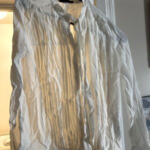 The Kooples Silk CDC Shirt Long Sleeve Tailored Bottom Size 1 -Pearl White